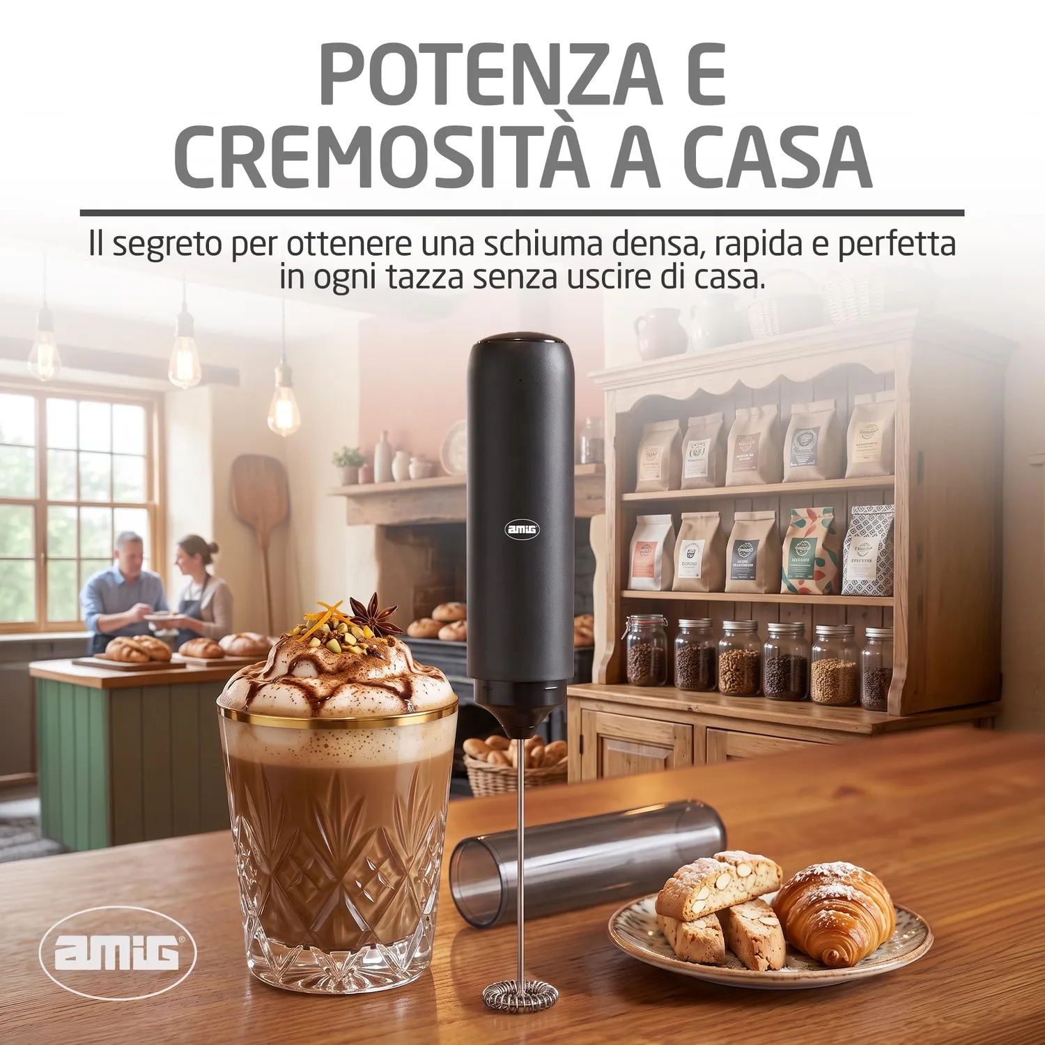 Amig montalatte elettrico portatile USB-C acciaio