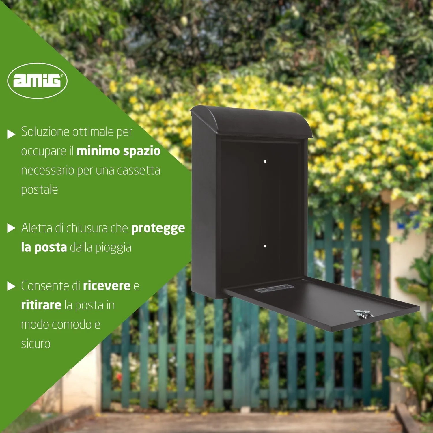 Amig cassetta lettere acciaio nero 40x25x10 cm