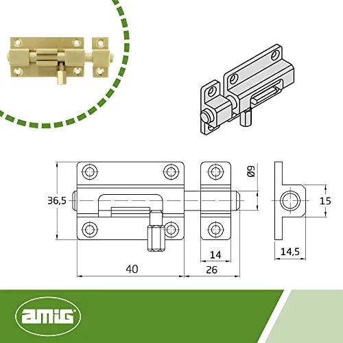 Amig 700 chiavistello ottone 40x37 mm compatto