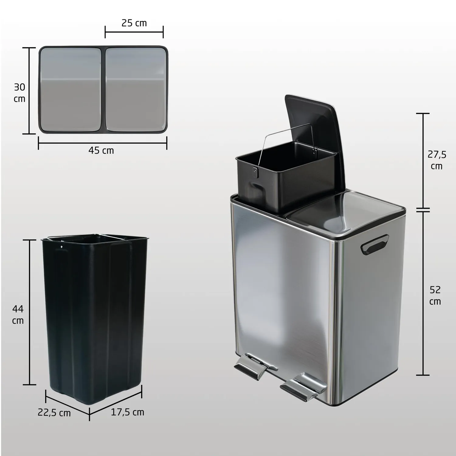 Amig Recik Evo pattumiera doppia 40 L inox 2x20 L con pedali