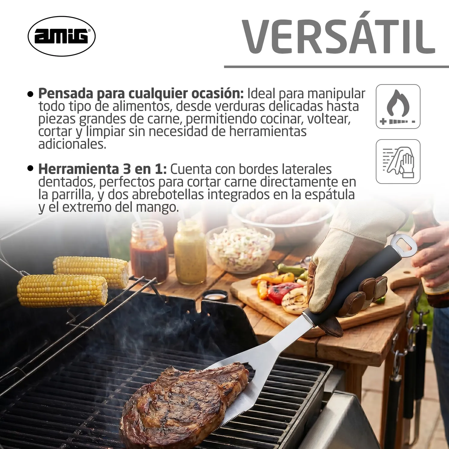 Amig AM32 spatola barbecue 41 cm acciaio inox grill