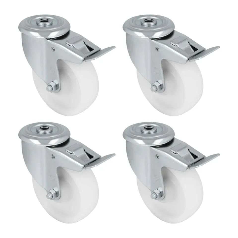 Amig Set 4 Ruote Bianche Ø 100 mm Foro Freno 200 kg