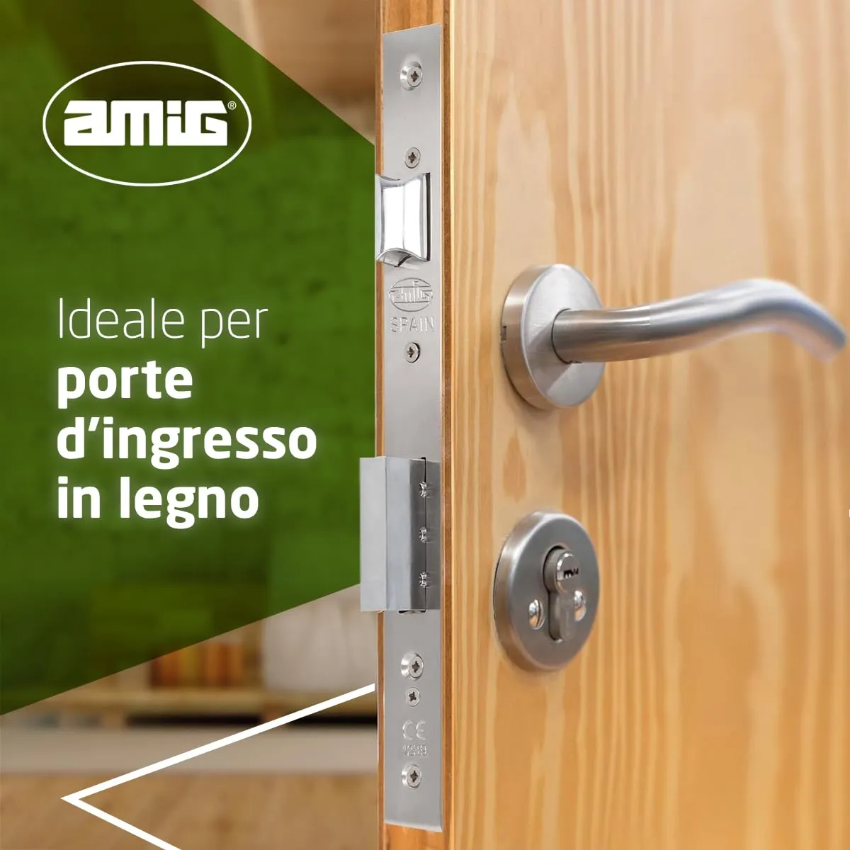 Amig Serratura da Incasso Porta Legno Cromato Opaco 5 Chiavi