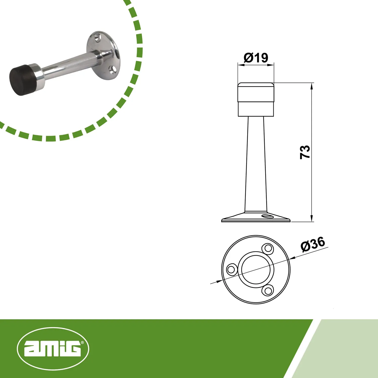 Amig 601 fermaporta a parete cromo 19x75 mm