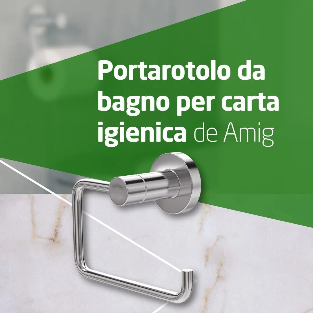 Amig Gorliz-4 portarotolo bagno acciaio argento cromo