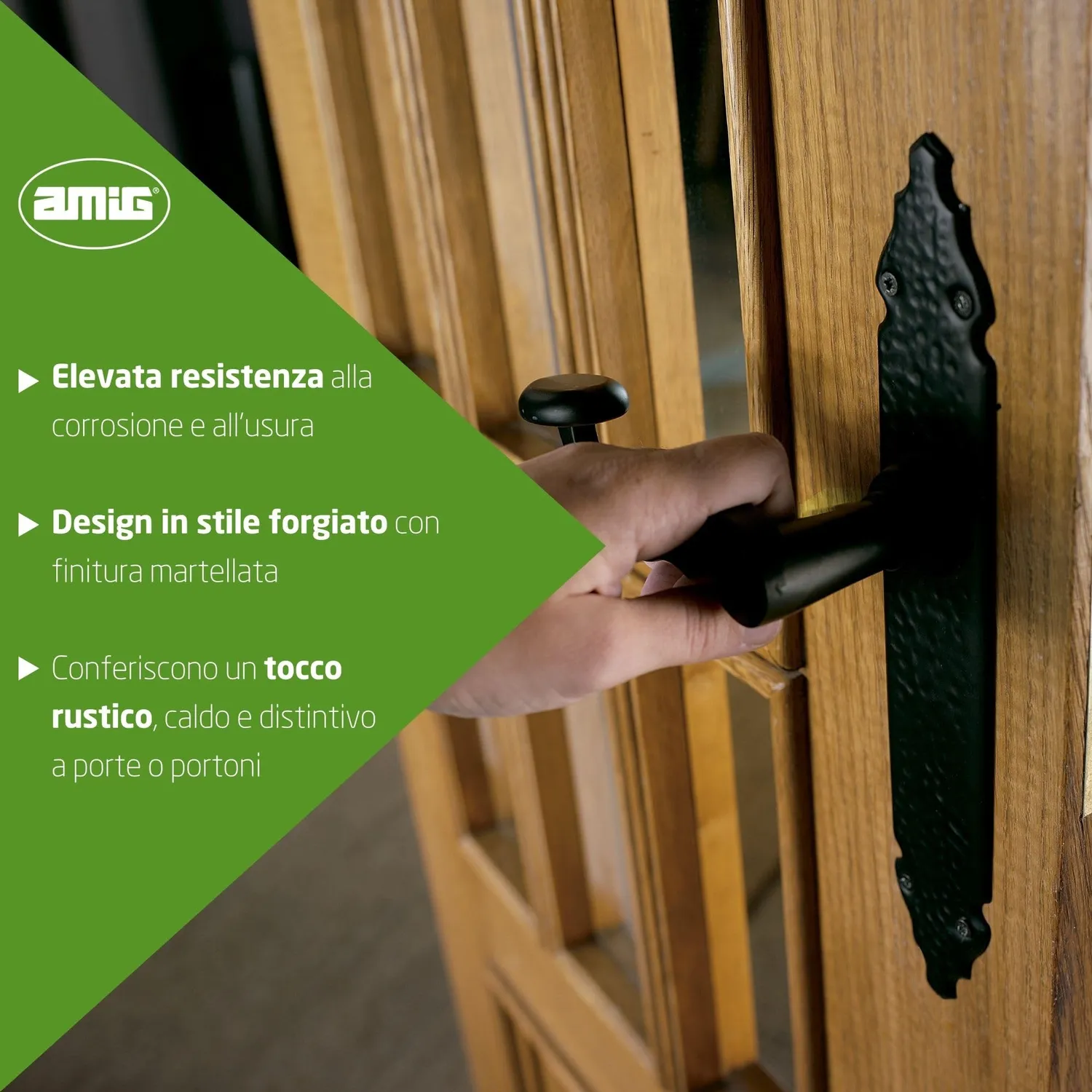 Amig maniglie rustiche placca martellata 280x45 mm nero