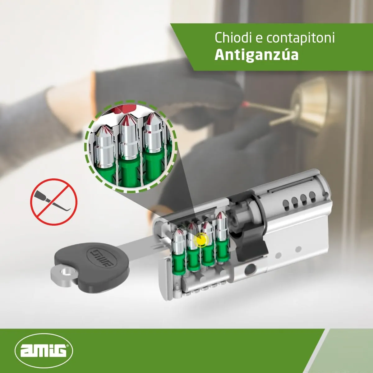Amig 20000 Cilindro Sicurezza Ottone 80mm