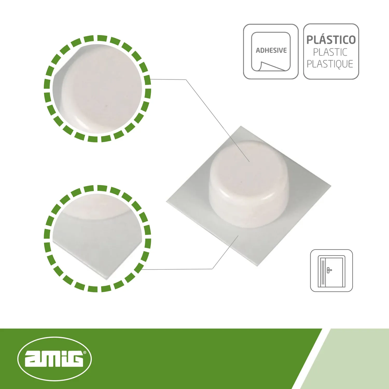 Amig 405 fermaporta adesivo bianco 45x45 mm