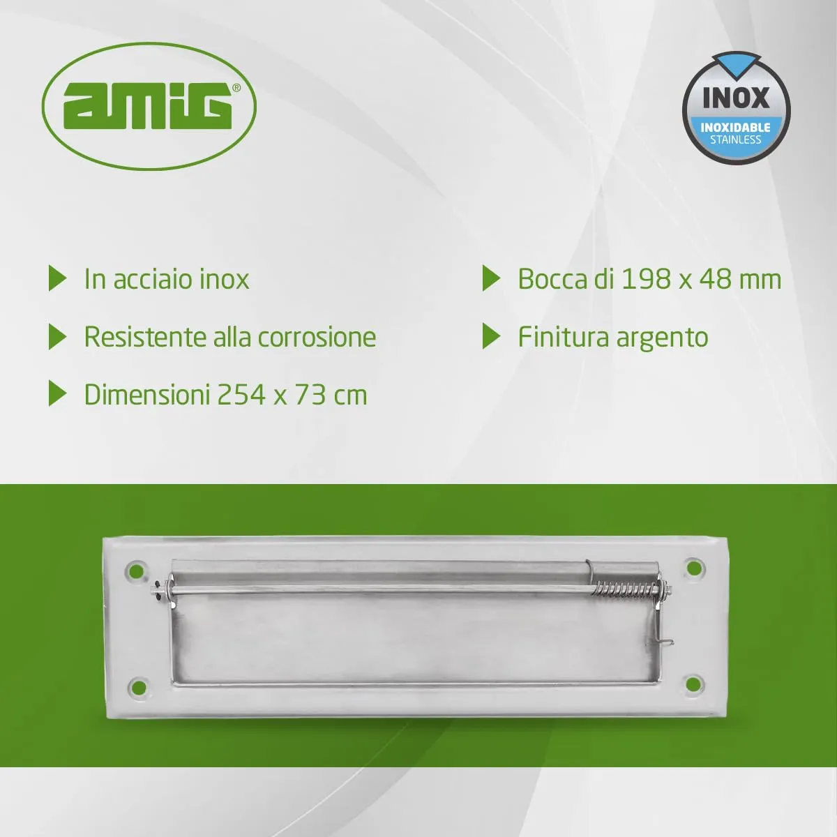 Amig Mod.1 bocchetta lettere acciaio inox argento 254 mm