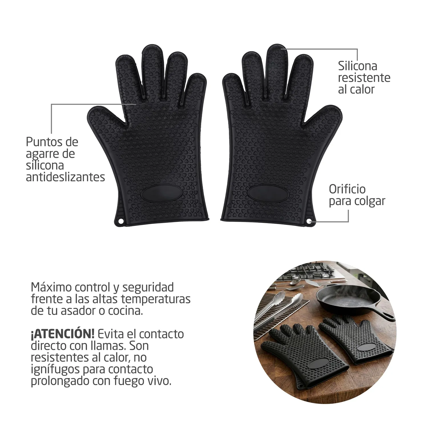 Amig AM16 Guanti Silicone Barbecue 27x14 cm Resistenti