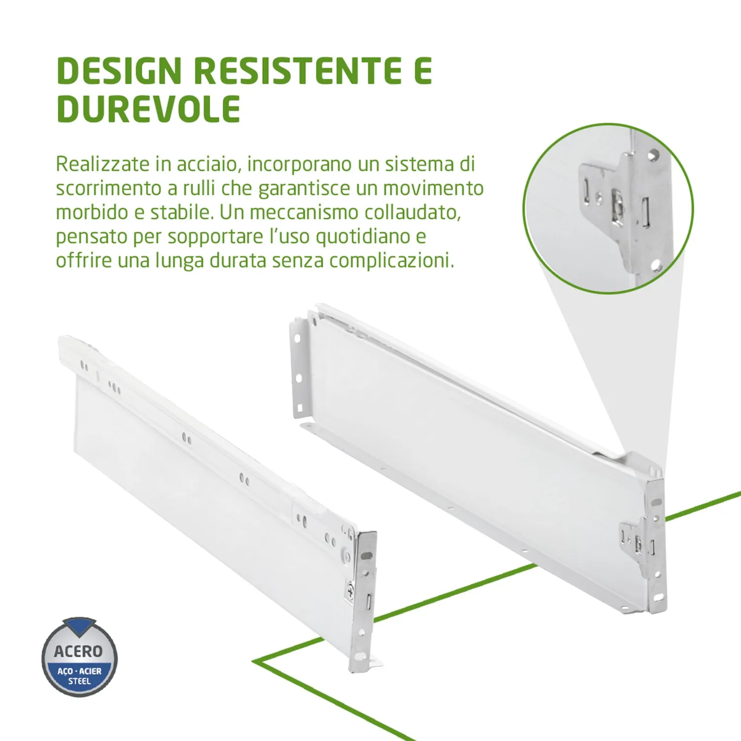 Amig Mod.30 guide cassetti bianche 400 mm 2 pz