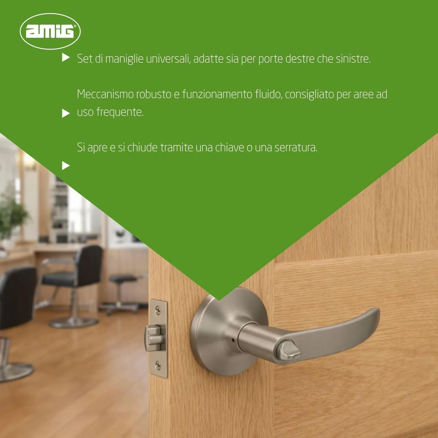 Amig Maniglia Ingresso Ottone Cromo Opaco 60/70 mm