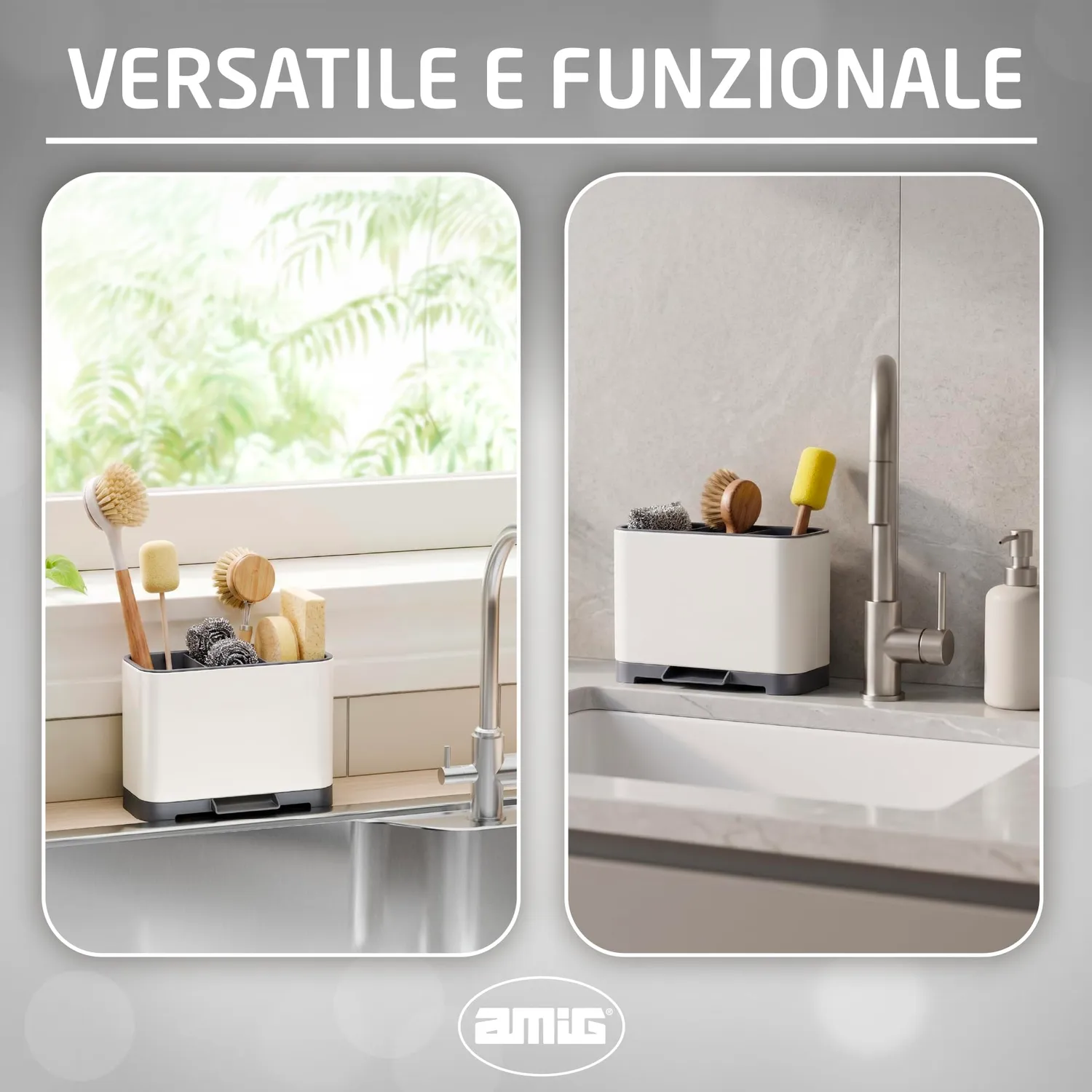 Amig Noxi Soft organizzatore lavello 13,5 cm bianco