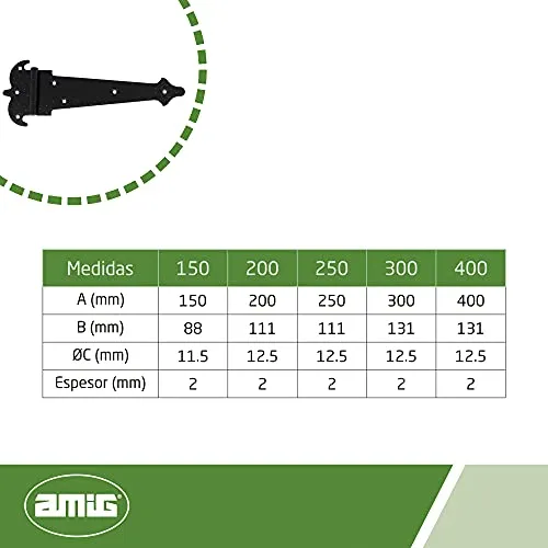 Amig 554 cerniera nera 200x2 mm per porte