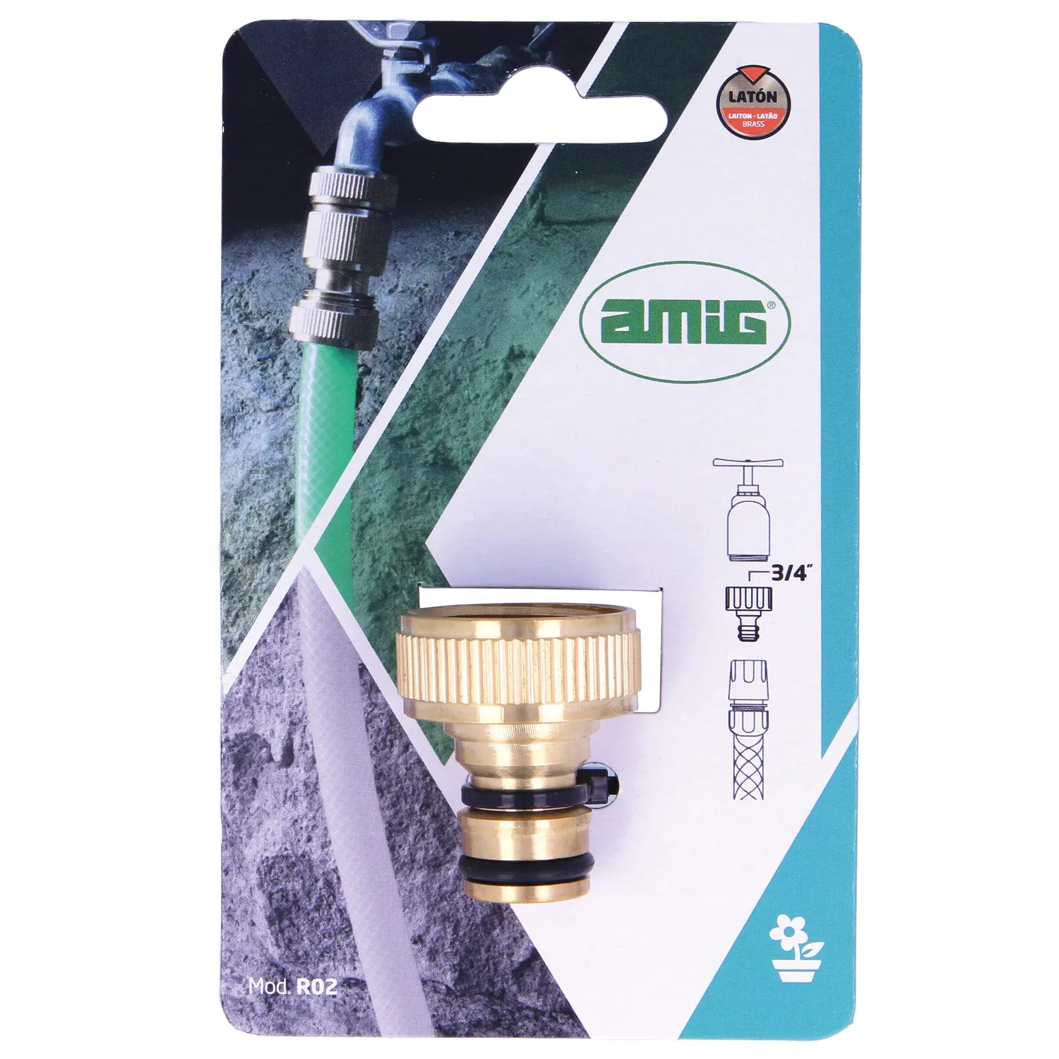 Amig adattatore rubinetto tubo giardino 3/4" ottone