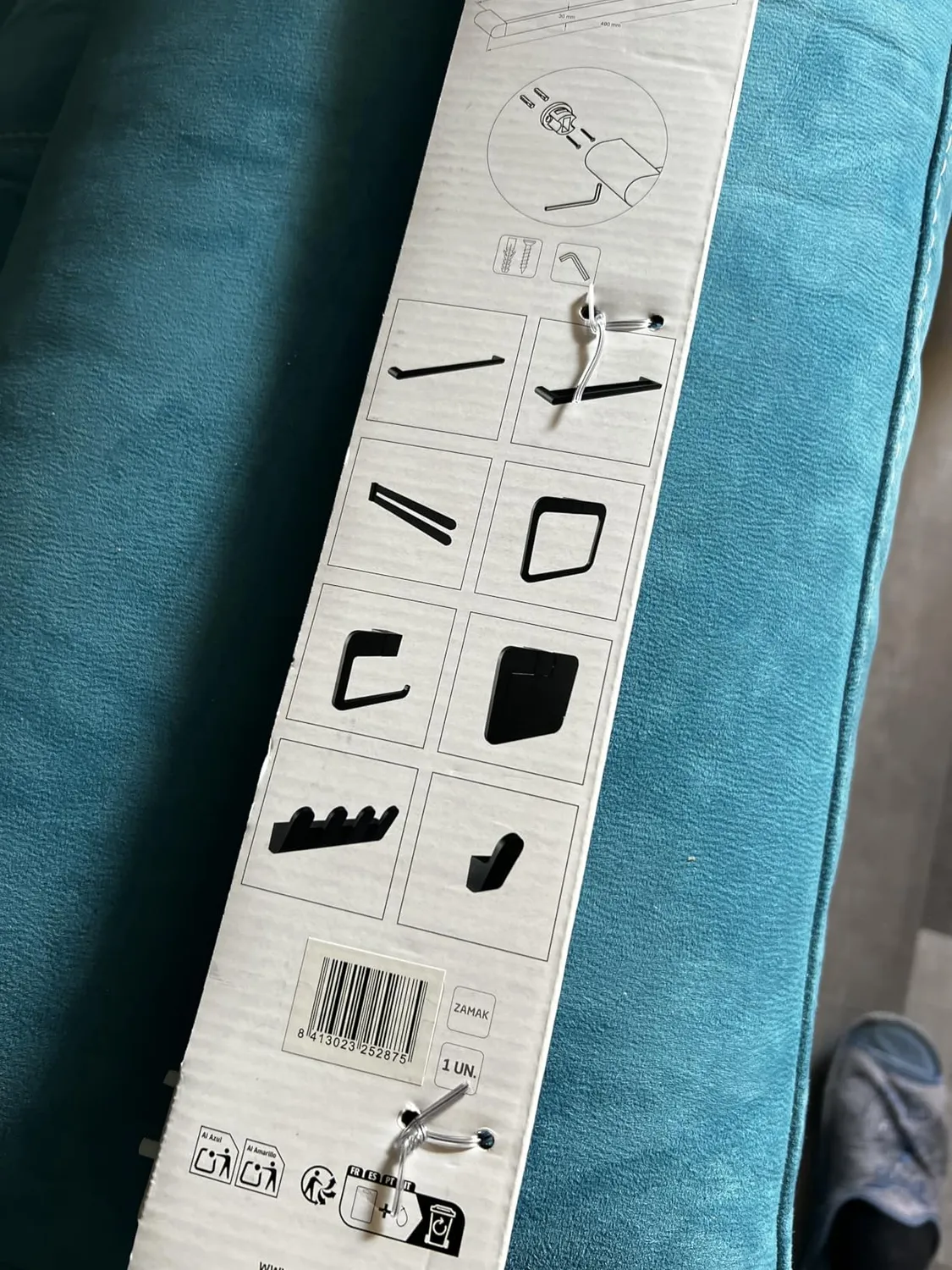 Amig Oma-2 portasciugamani semplice nero opaco 490 mm zamak