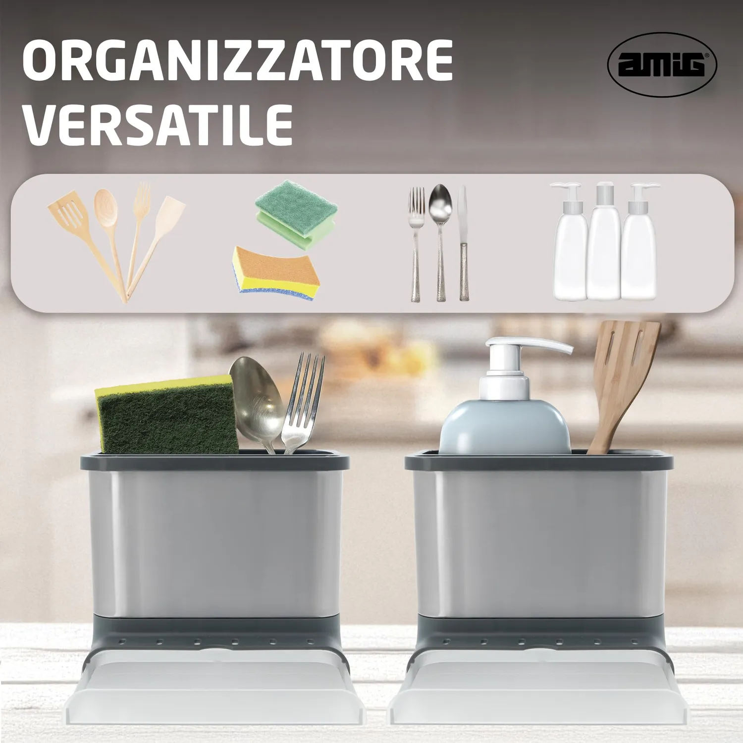 Amig Noxi organizzatore lavello grigio 15,4 cm