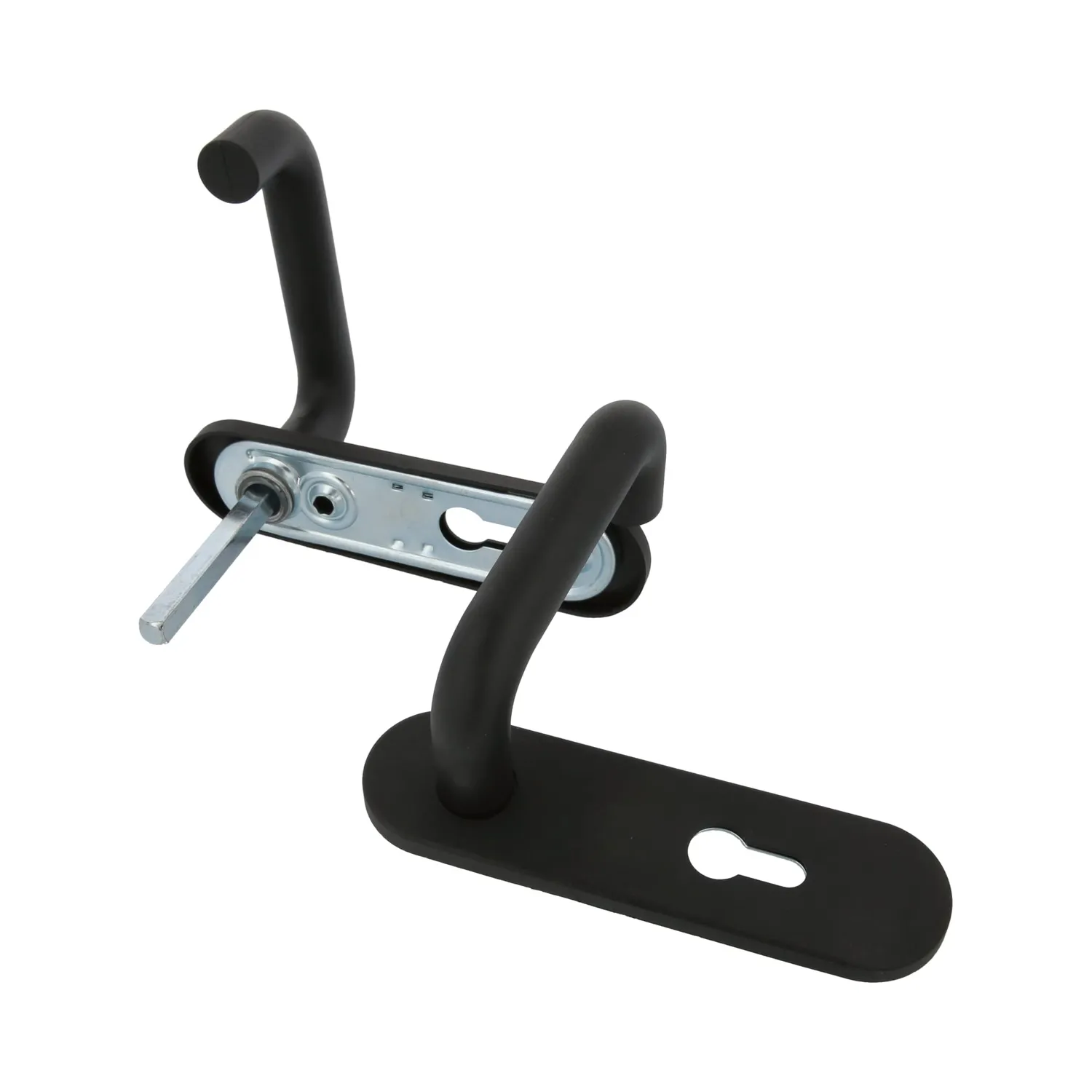 Amig Maniglia per Porta Nera Foro Chiave Placca 172x46 Uso Intensivo