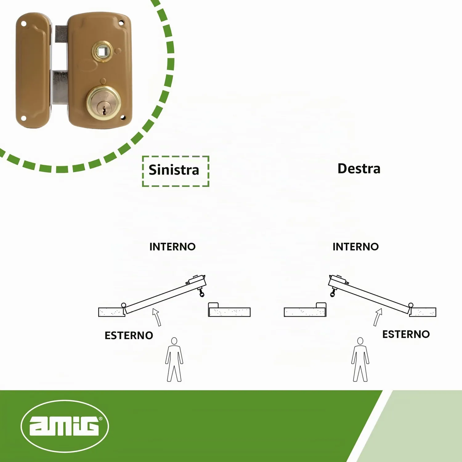 Amig 75UN serratura sovrapporre sinistra 66x120 oro