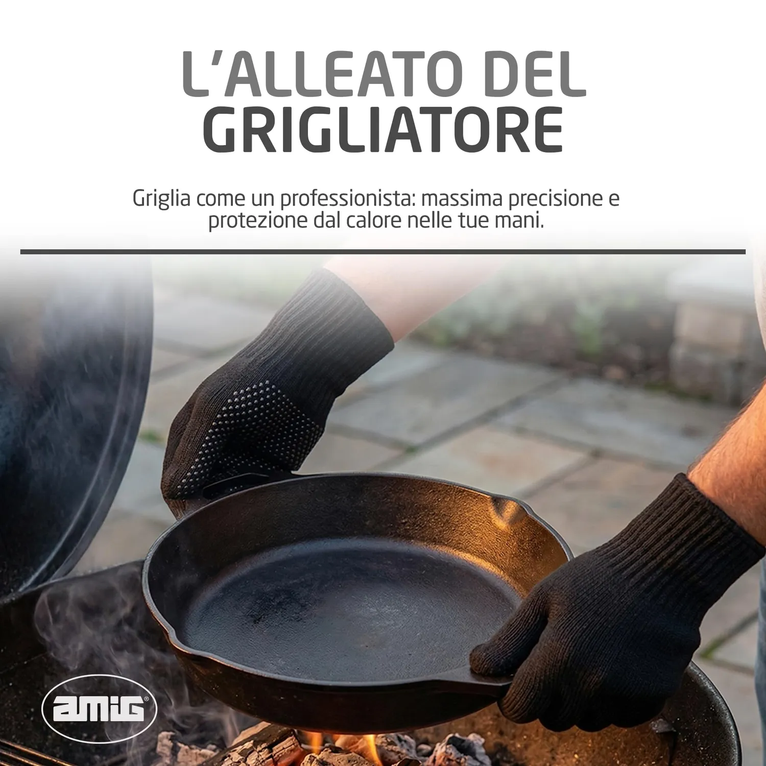 Amig AM15 guanti barbecue termici neri 34x18 aramidici