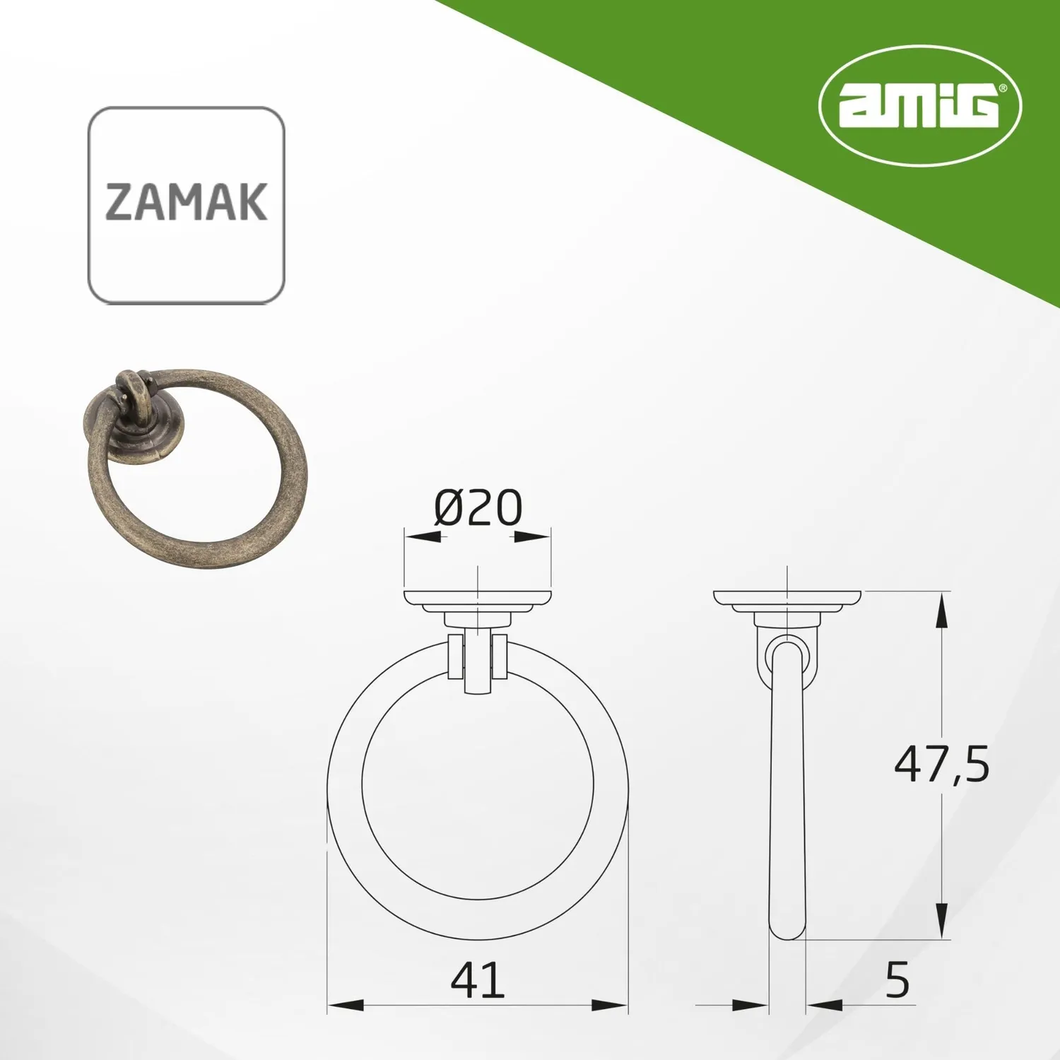 Amig Mod. 834 pomello mobili 10 pezzi cuoio