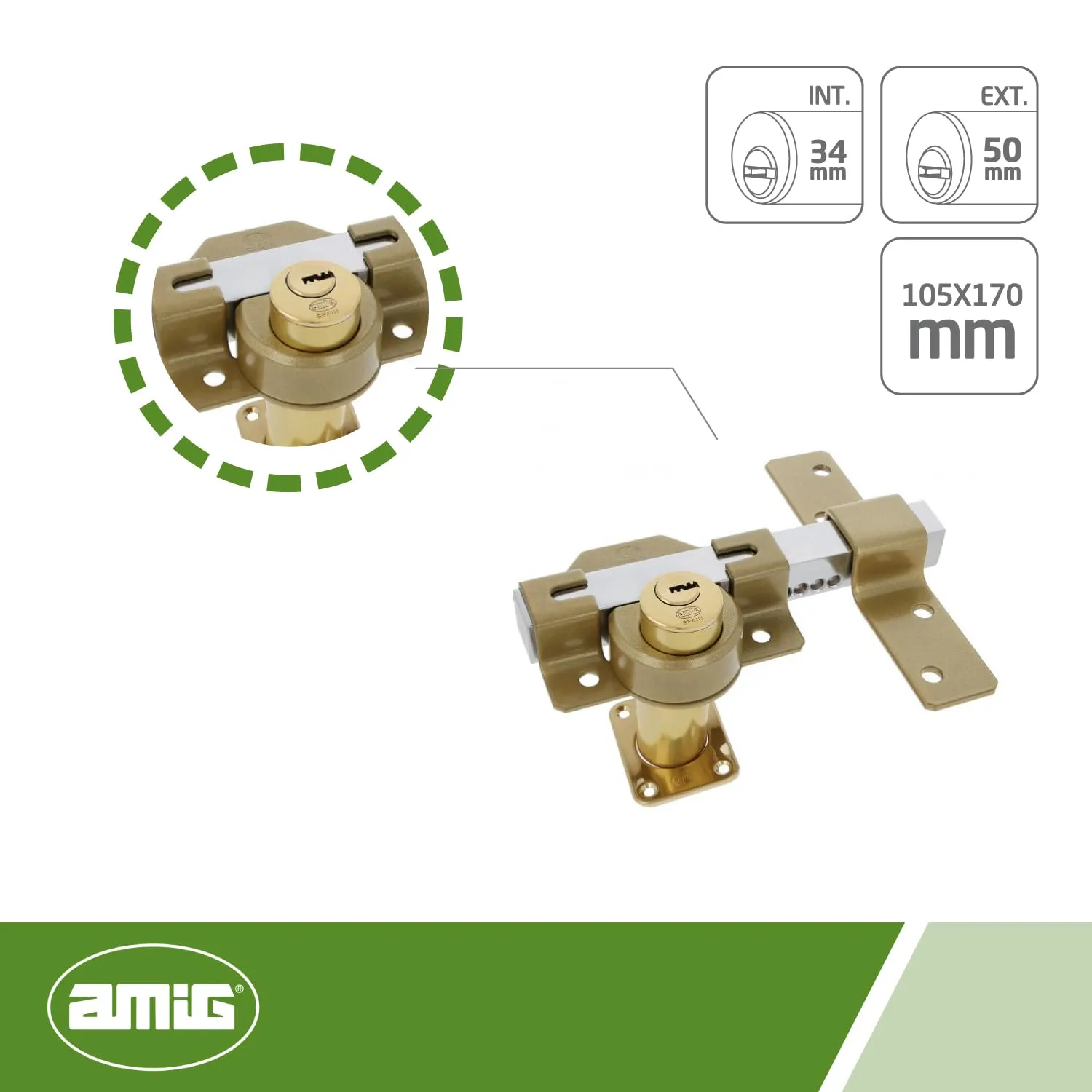 Amig 41 chiavistello sovrapporre 105x170 mm martellato