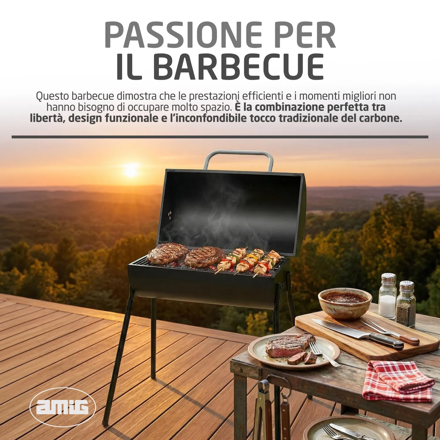 Amig Kaldera barbecue carbone 83x78x63 cm nero
