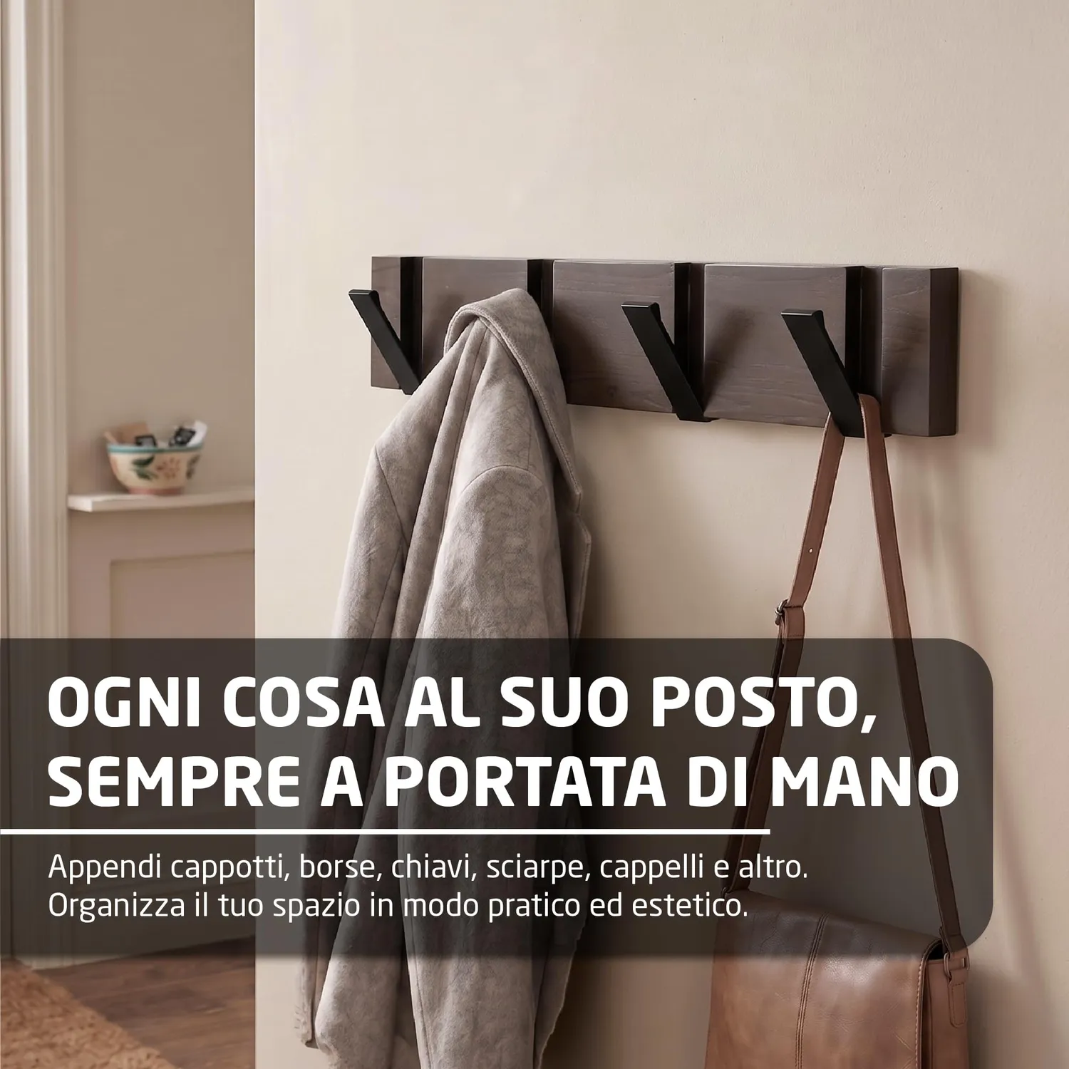 Amig CM39 Appendiabiti Muro Legno 420x70 mm