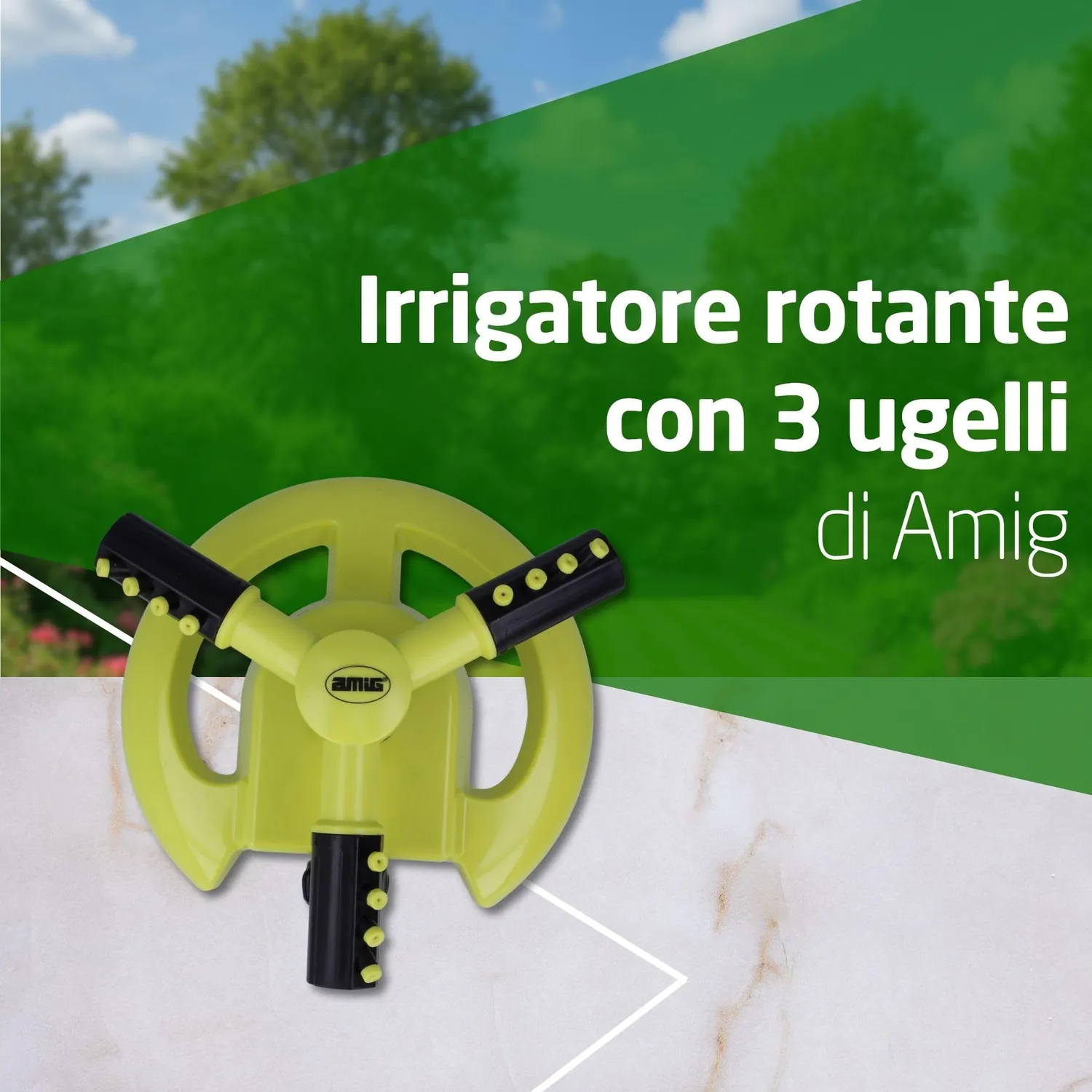 Amig irrigatore girevole 3 bracci Ø200 mm fino 63,5 mq
