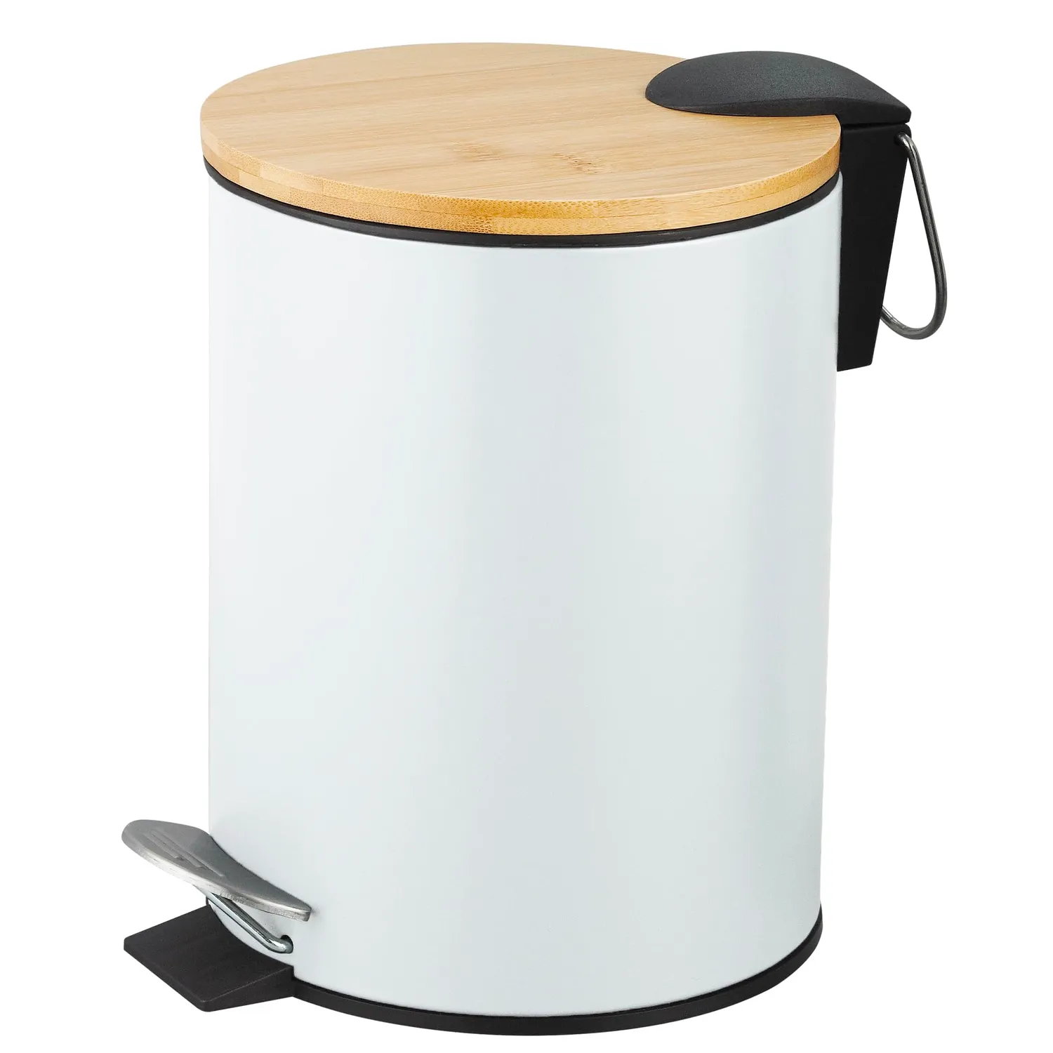 Amig Naturline Pattumiera Bagno 5 L Nera Pedale Bambu
