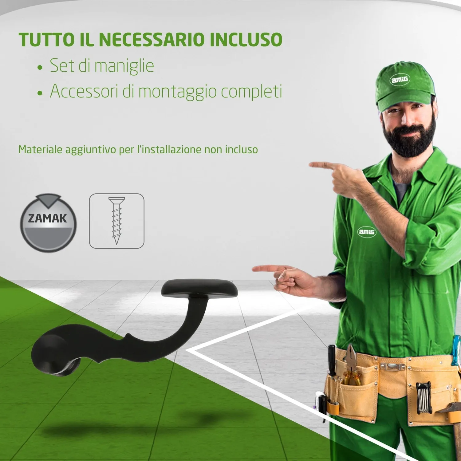 Amig 101SP maniglie cancello nero forgiato set 2 pezzi