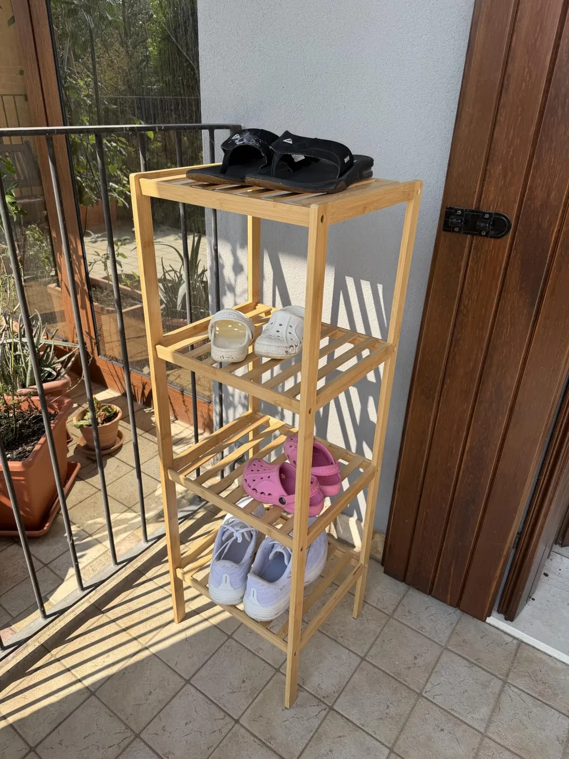 Amig Boo scarpiera bambù 2 ripiani 70x27x40 cm listelli