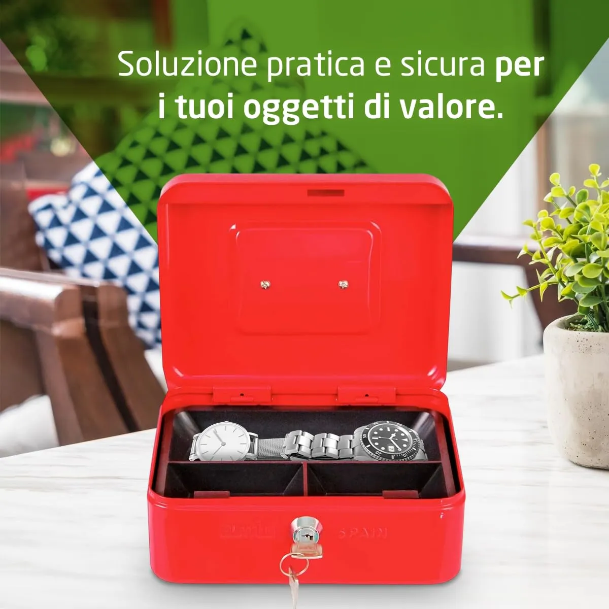 Amig cassetta di sicurezza rossa 200x160x70 mm acciaio