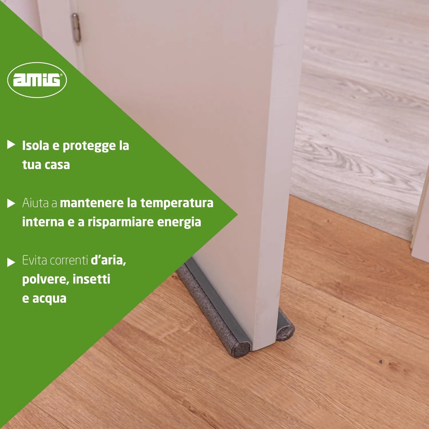 Amig Paraspifferi Porta Doppio Rullo Grigio Sottoporta 35mm