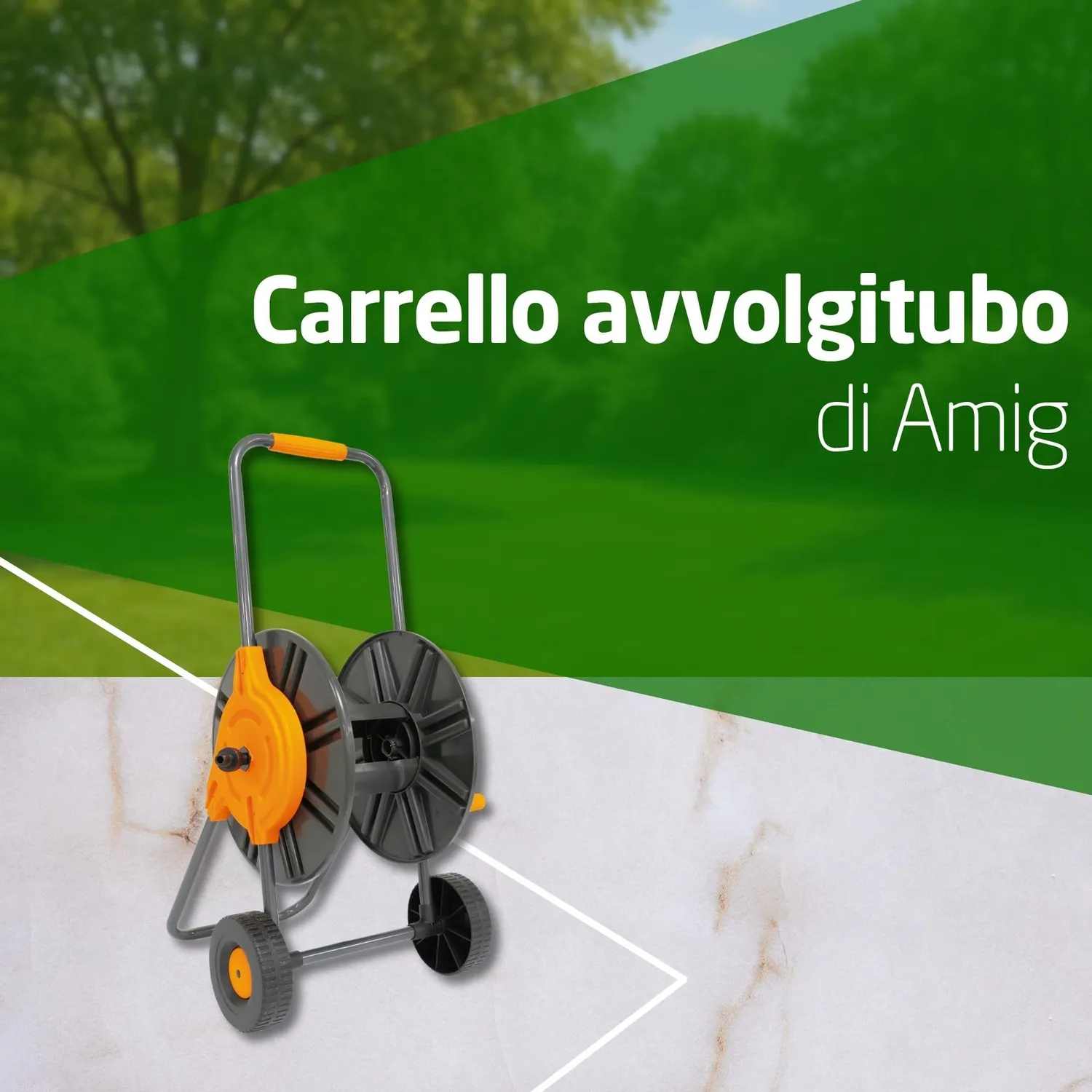 Amig carrello avvolgitubo 60 m arancione e grigio