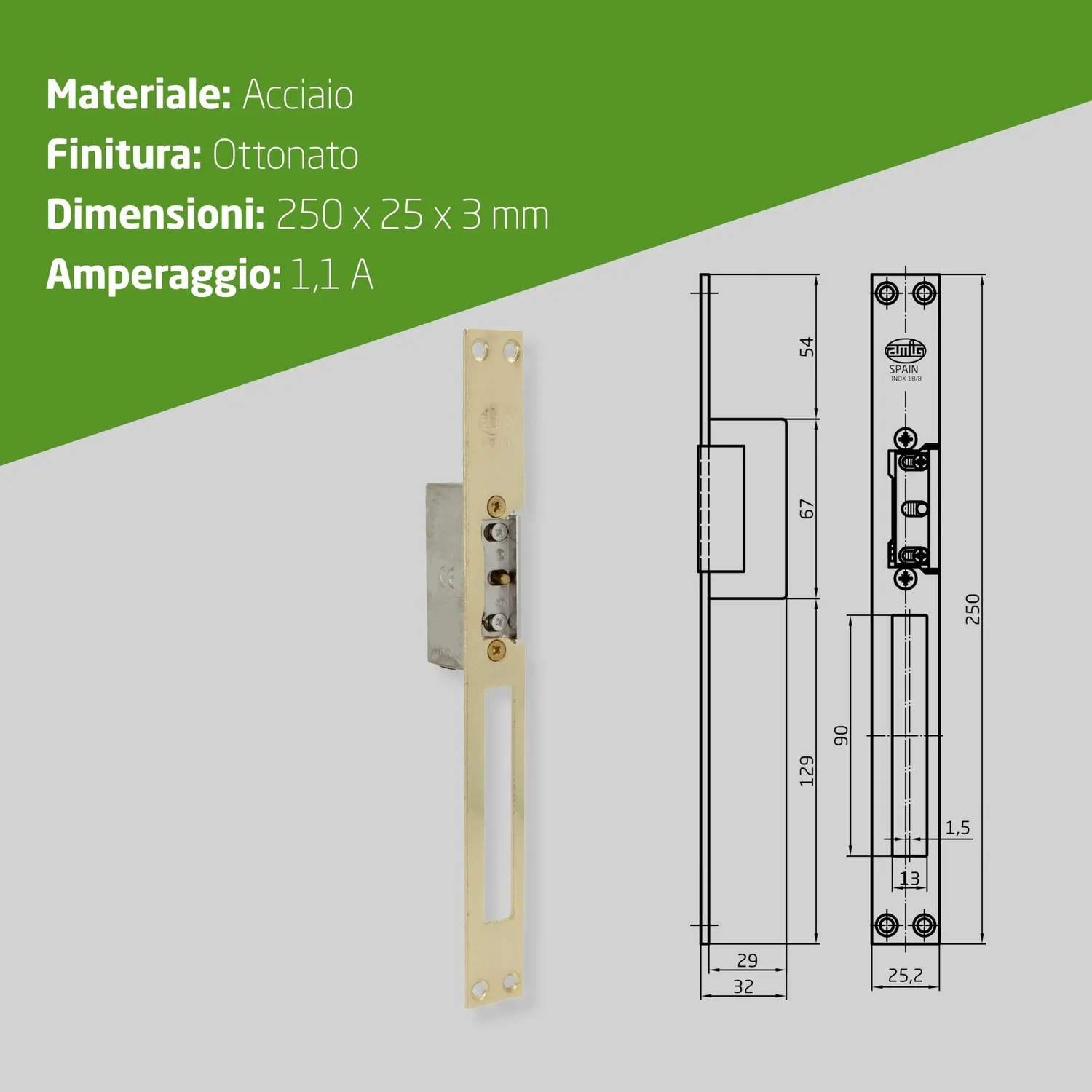 Amig Mod.20 incontro elettrico incasso dorato 8-12V