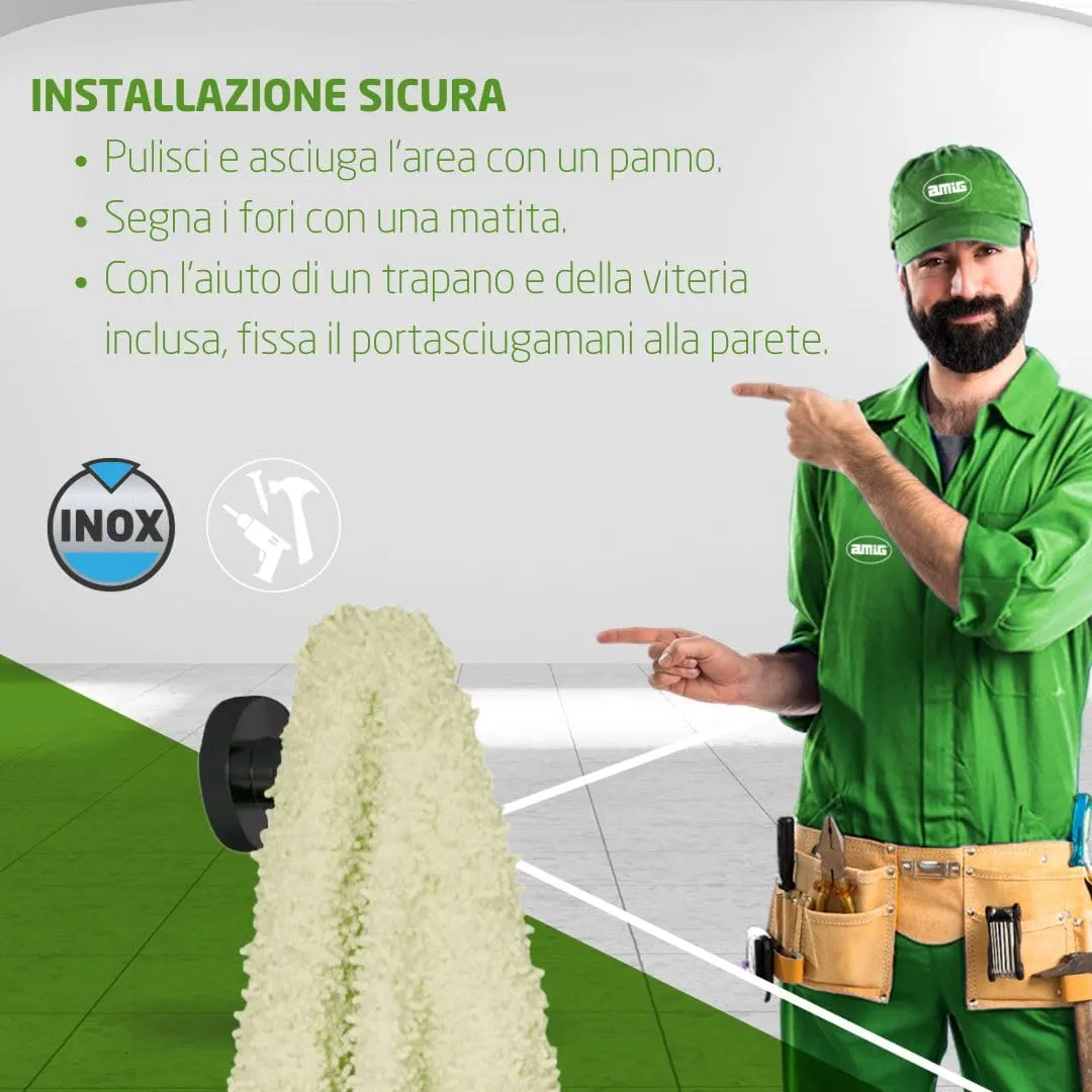 Amig Gorliz-5 Gancio Portasciugamani Nero Opaco