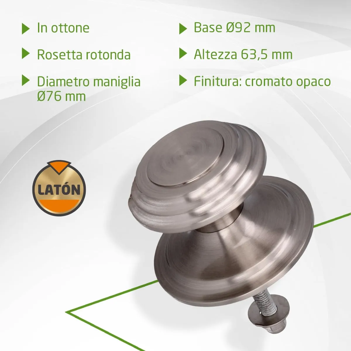 Amig pomello porta ottone Ø76 mm cromo opaco massiccio
