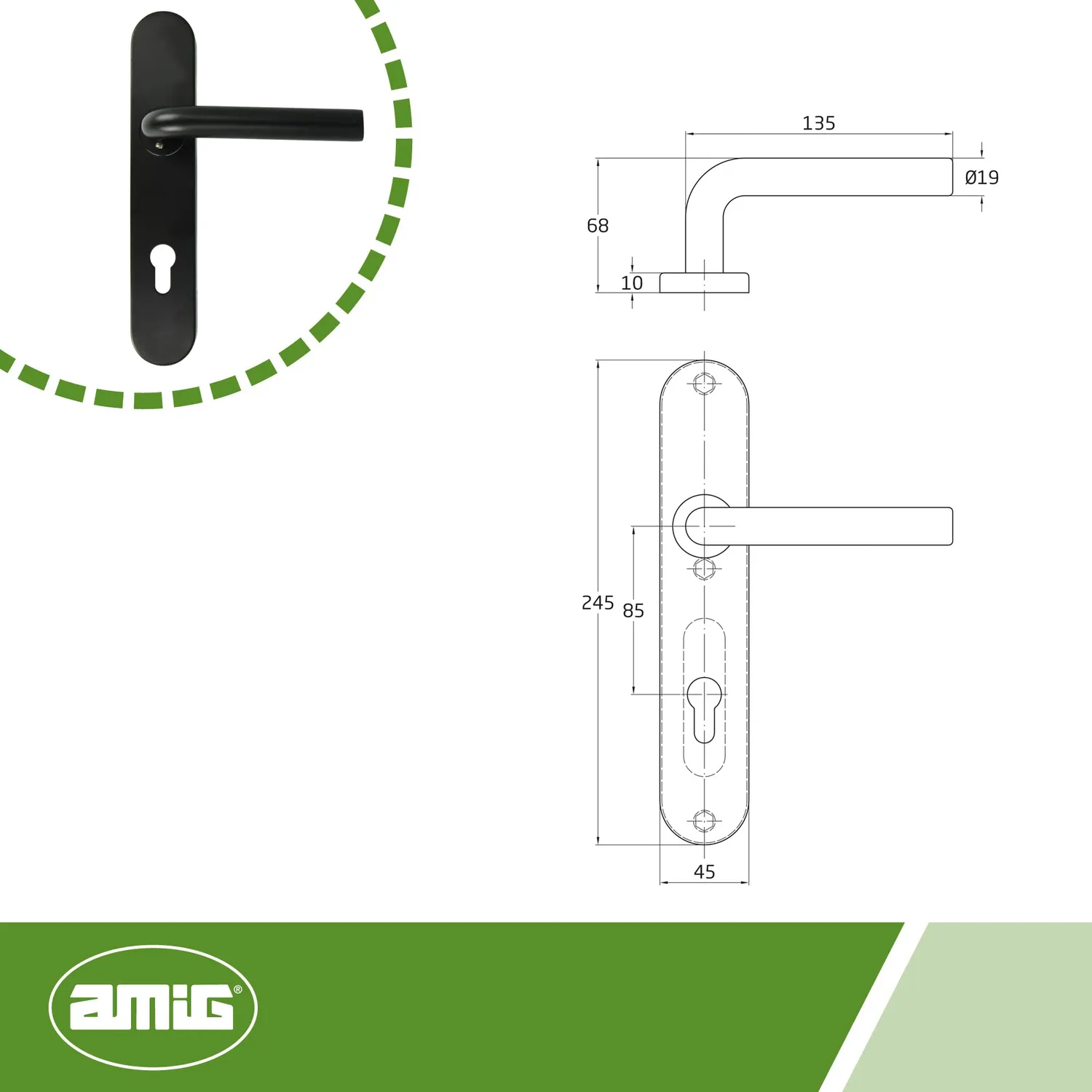 Amig Set Maniglie Placca 245x45 mm con Bocchetta
