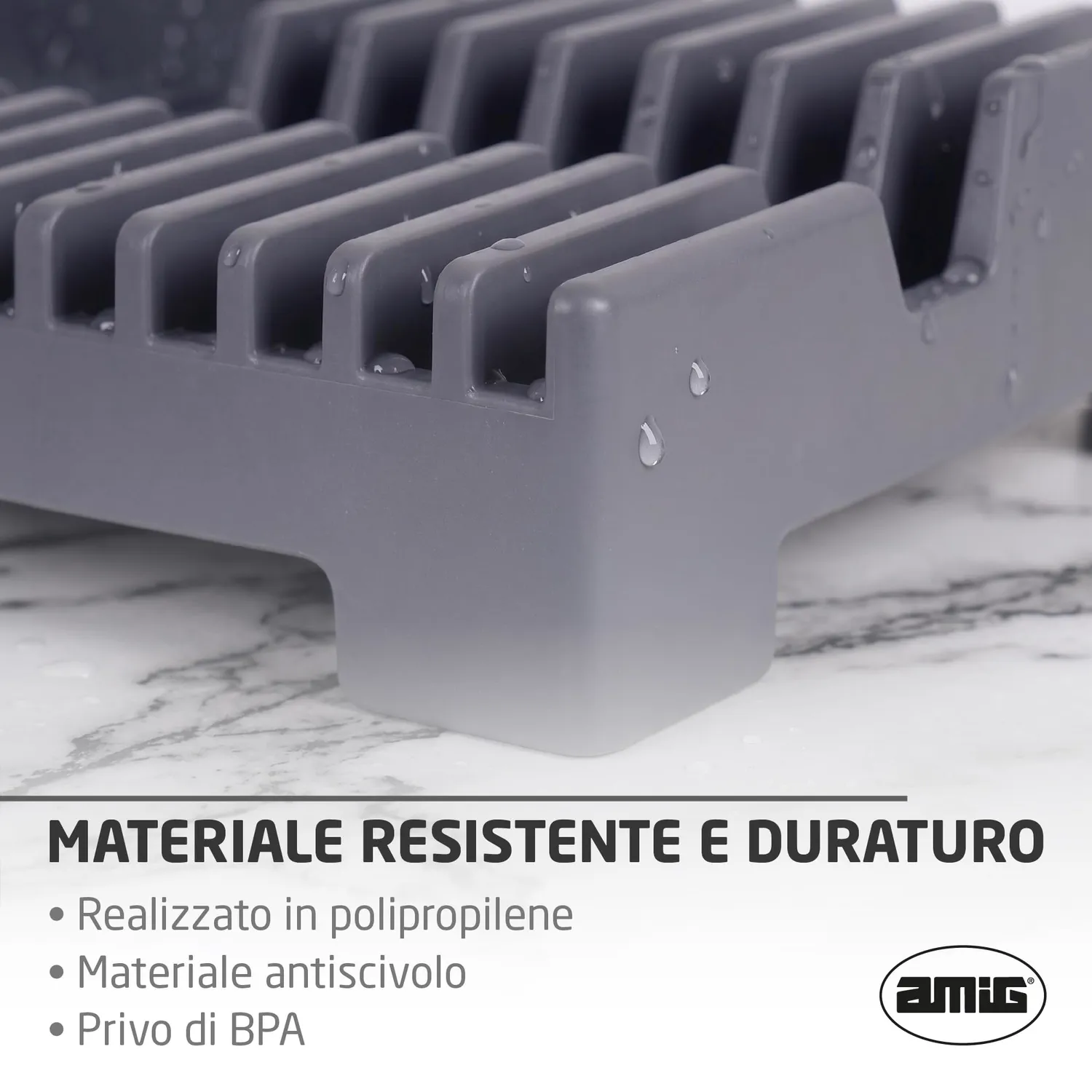 Amig Easy scolapiatti con scarico grigio 46 cm