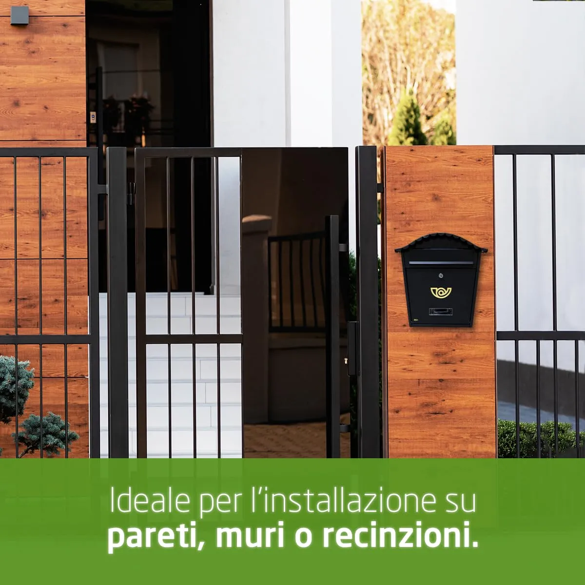 Amig Cassetta Postale Esterna Nera Acciaio 37x32 A4