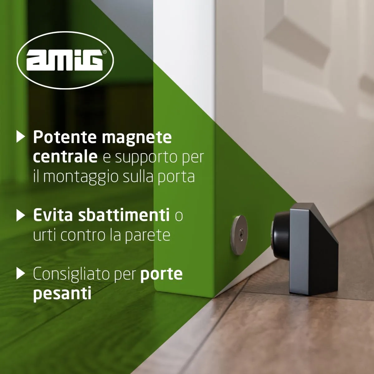 Amig fermaporta magnetico pavimento nero 36 mm inox
