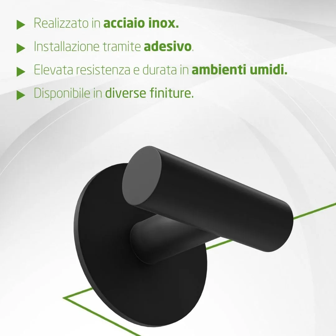 Amig Mod.6 gancio adesivo bagno nero opaco 60x55x65 mm
