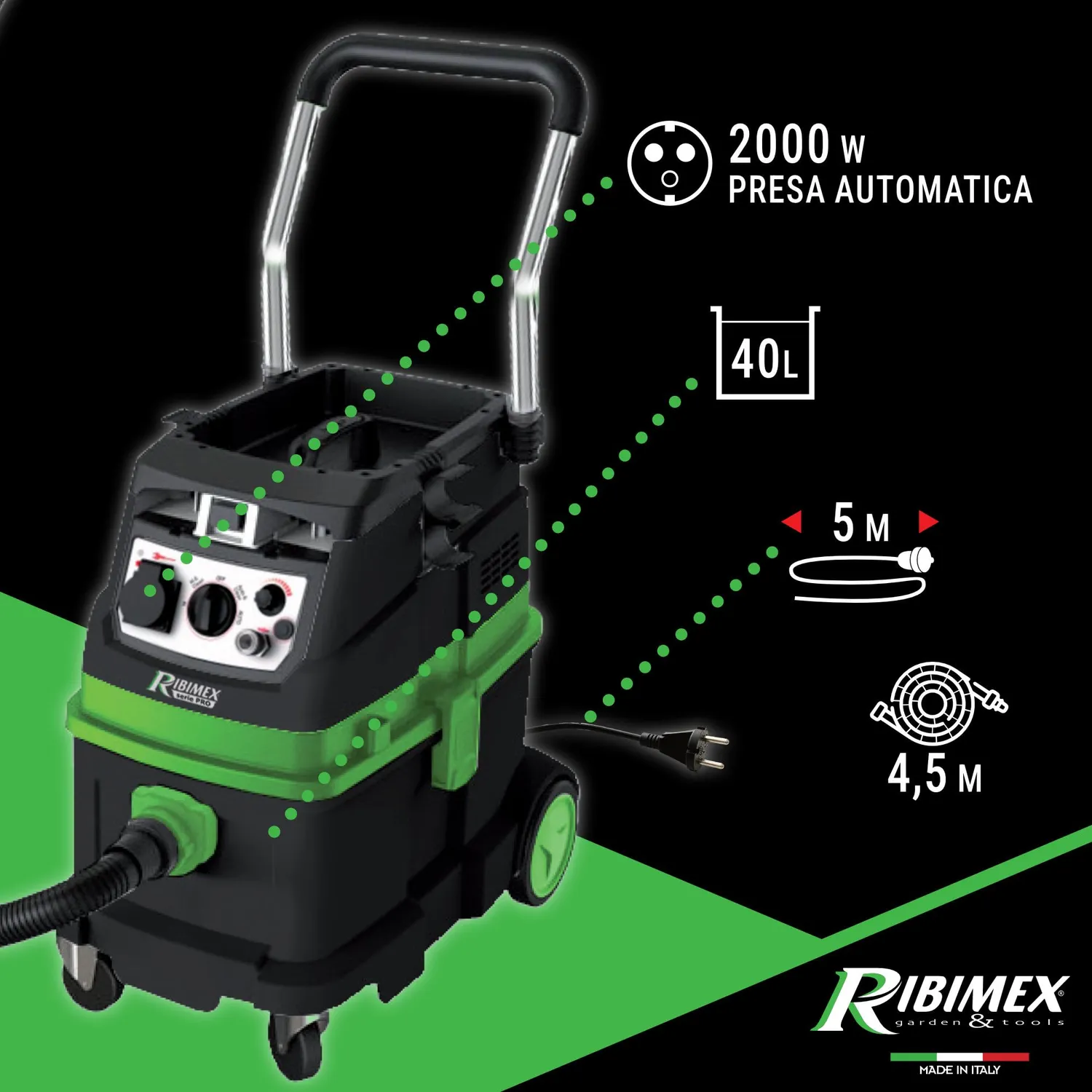 Ribimex Aspirix Pro PRASP40M aspiratore 40 L classe M