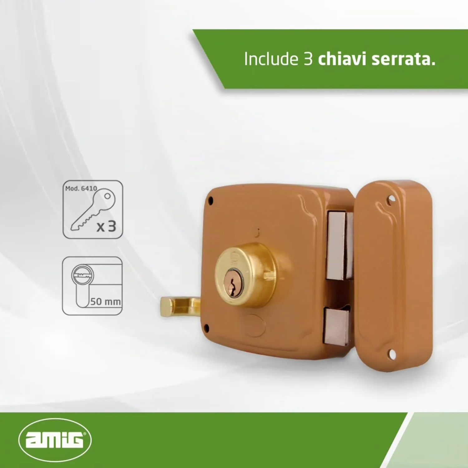 Amig 72U-100 serratura da applicare destra 3 chiavi acciaio