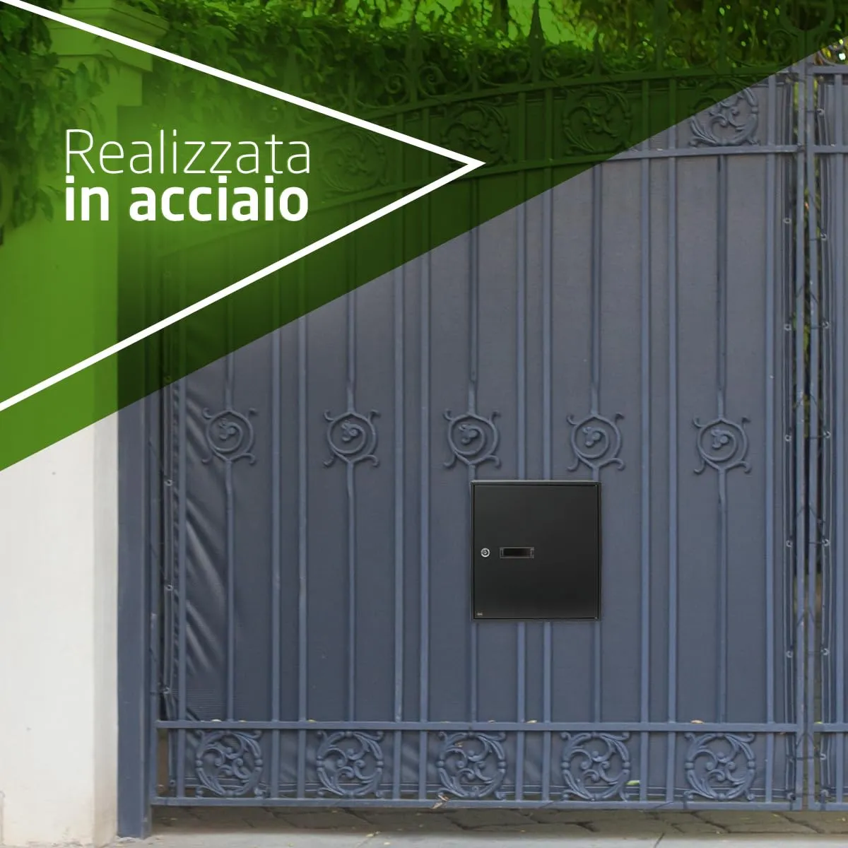 Amig cassetta postale nera acciaio 40x36x10 cm