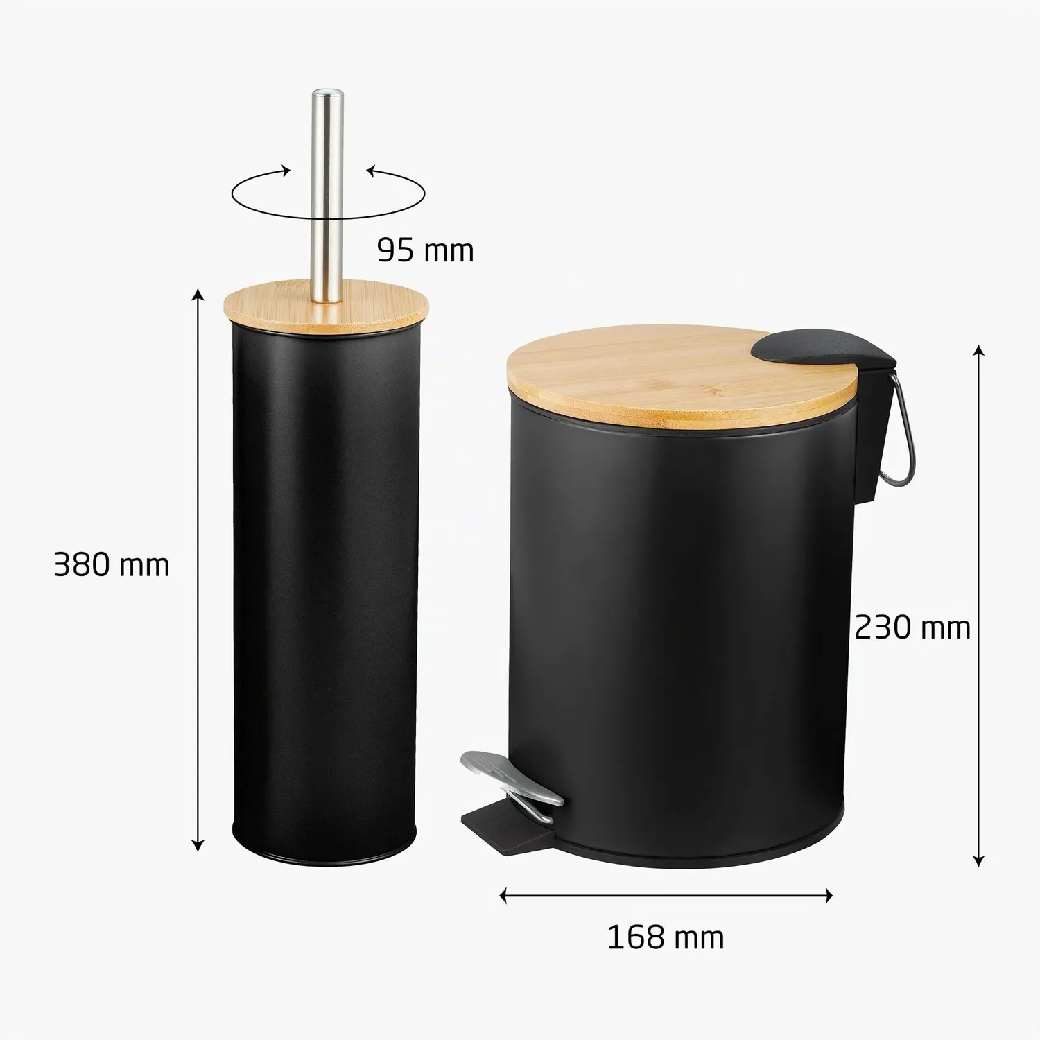 Amig Naturline set bagno nero acciaio e bambu