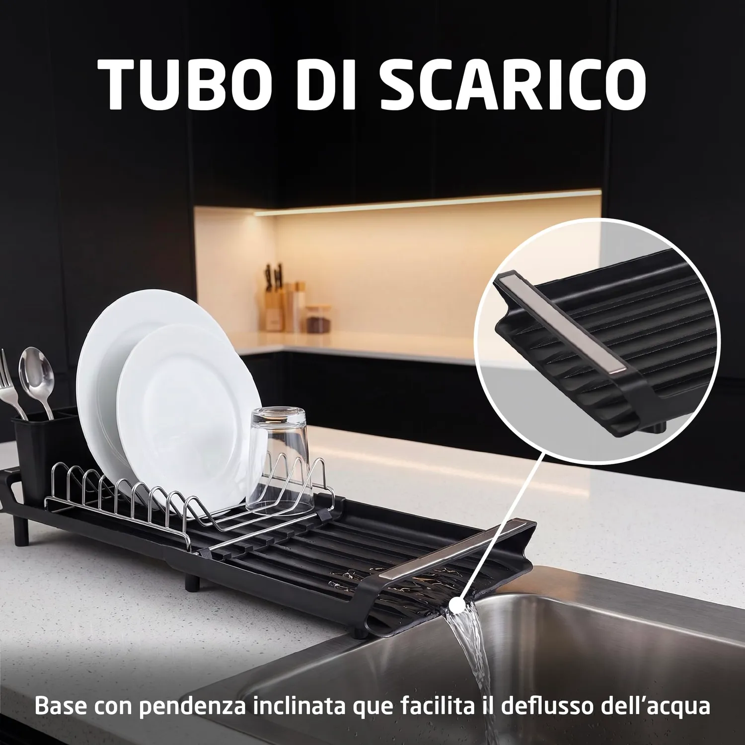 Amig Extik Scolapiatti Estensibile Nero 28-47 cm