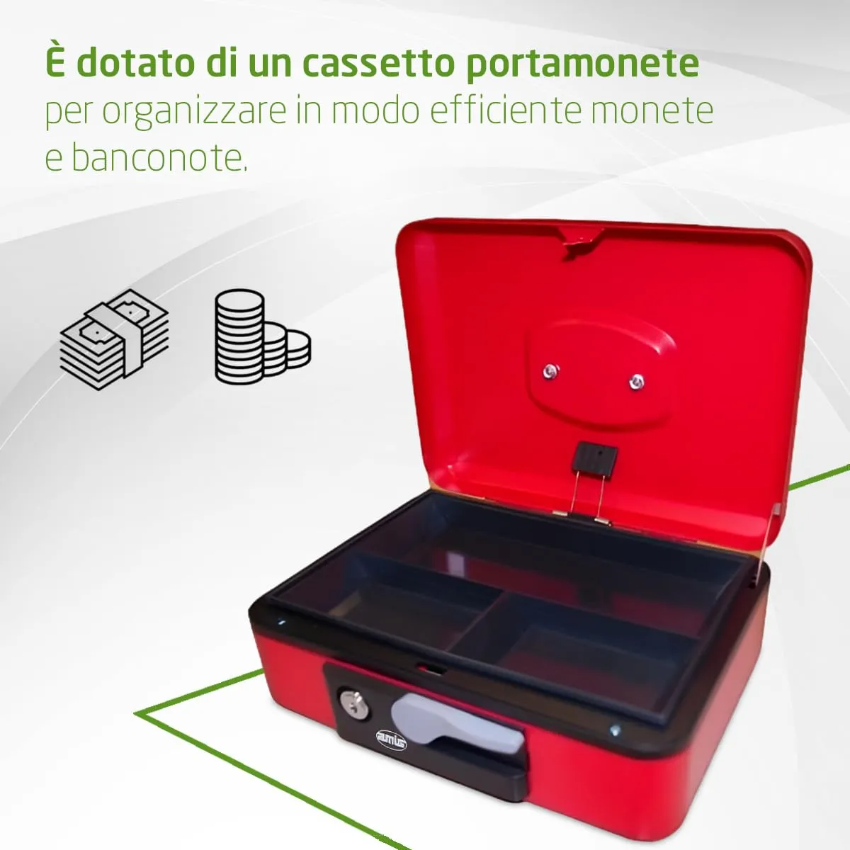 Amig Cassetta Sicurezza Rossa 165x125x80 mm Acciaio
