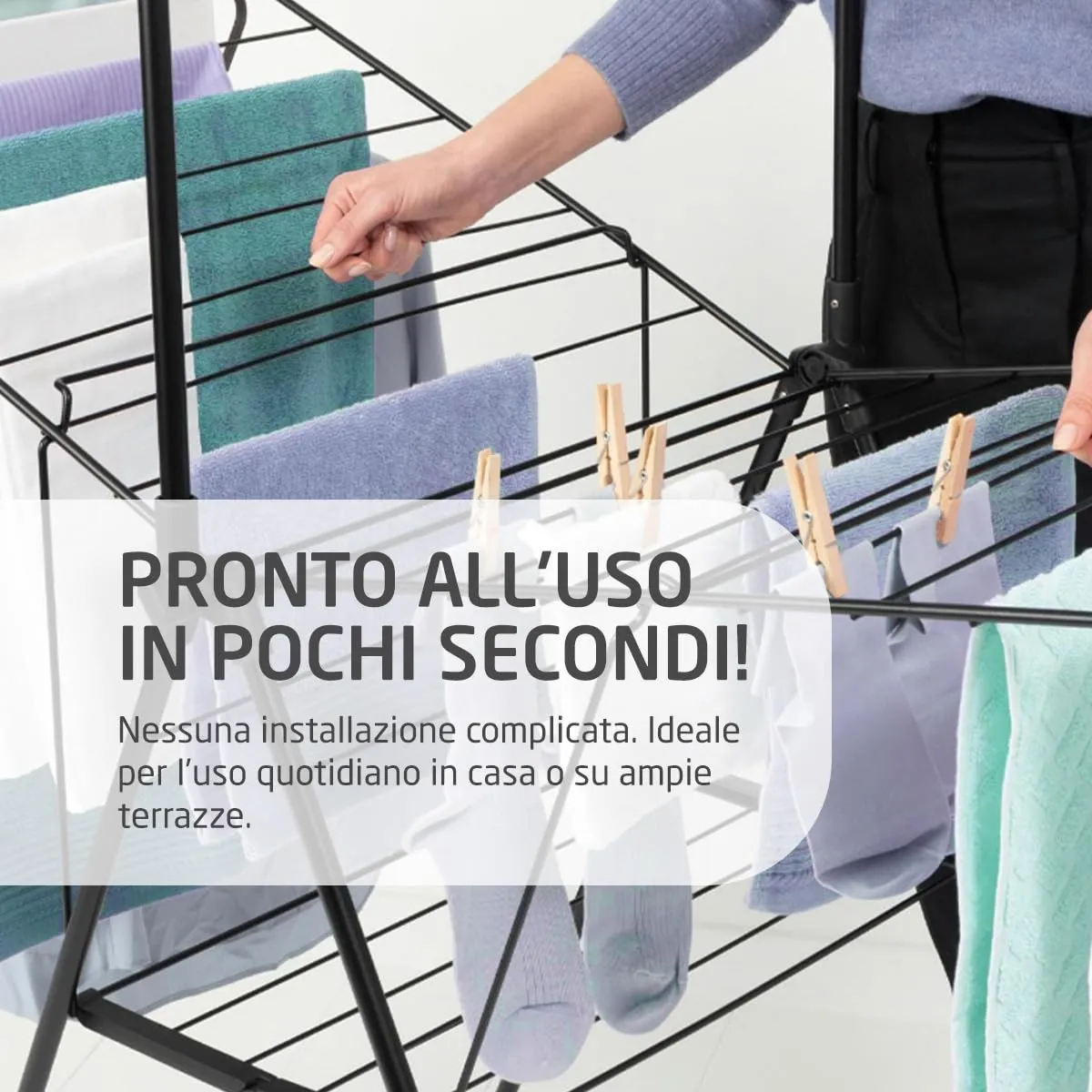 Amig Aeria TowerPro Stendibiancheria Nero 29 m Pieghevole